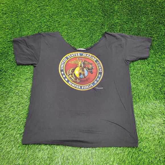 Vintage 1988 US Marine Corps Cutoff Shirt L/XL 24x29 Black - Picture 1 of 11